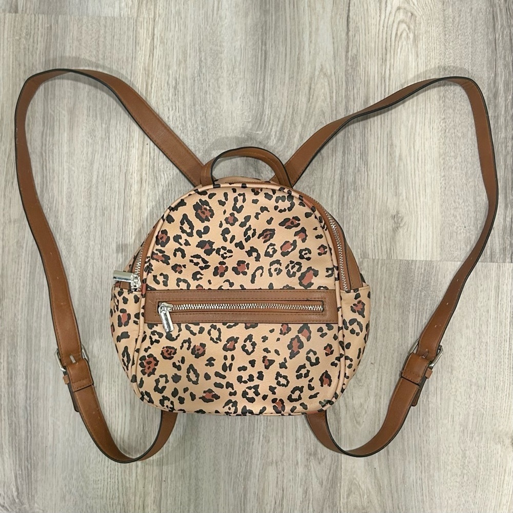 Wild Fable Faux Leather Mini Backpack Purse Leopard Print Medium Bag Adjustable
